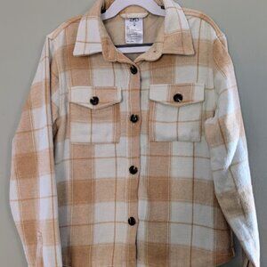 L&D Girls Plaid Long Sleeve Button Up Shacket Jacket with Pockets Size Medium